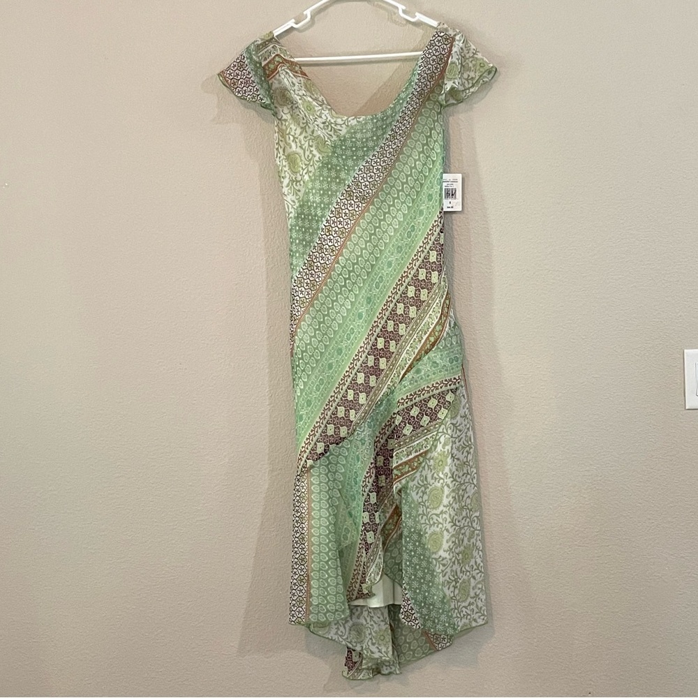 B. Smart Vintage Green Drop Waist Midi Dress